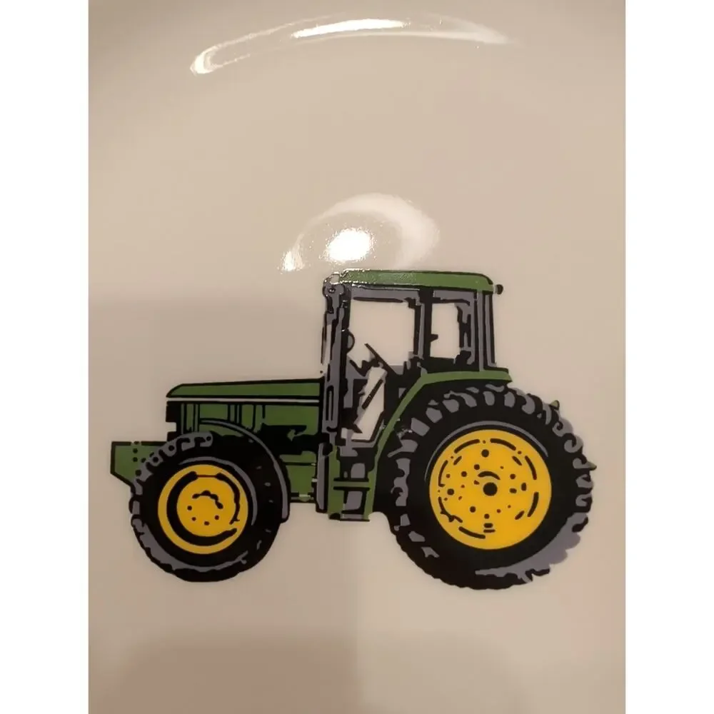 John Deere Ceramic Plates Set of 2 Gibson Tractor Dinner Salad Plate Bowl Bundle